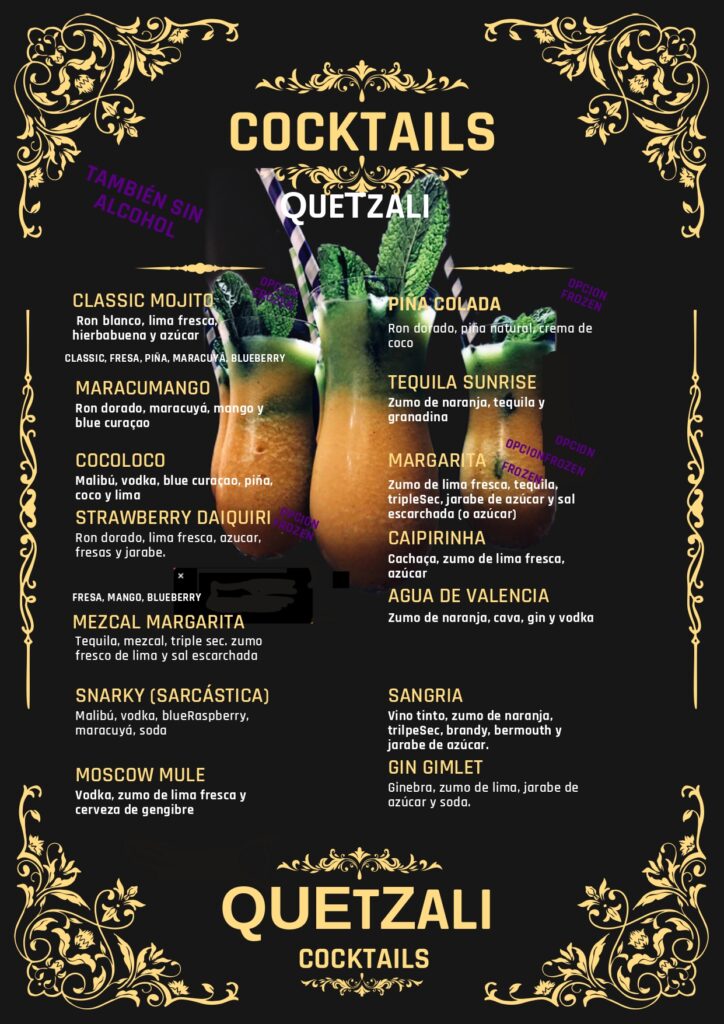 Carta cócteles